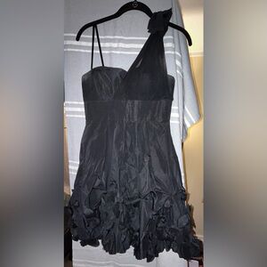 BCBG MaxAzria black appliqué one shoulder dress prom gala bridal formal …